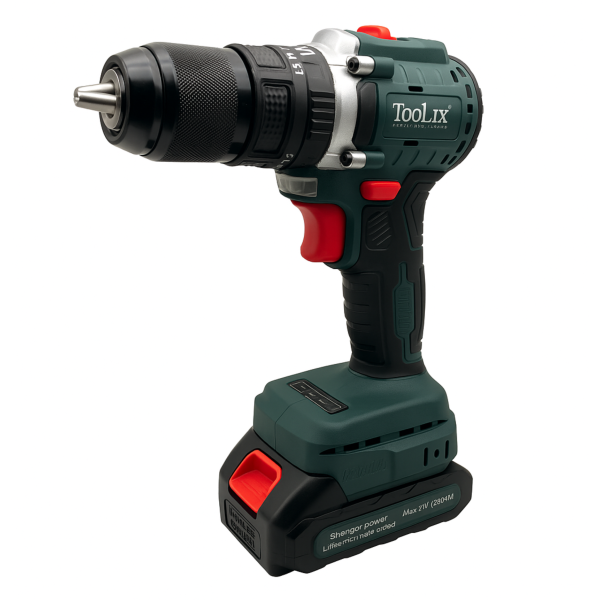 دریل شارژی چکشی براشلس ۱۳ میلیمتر تولیکس مدل TX-2420BR