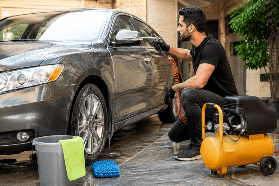 Using an air pump for car washes