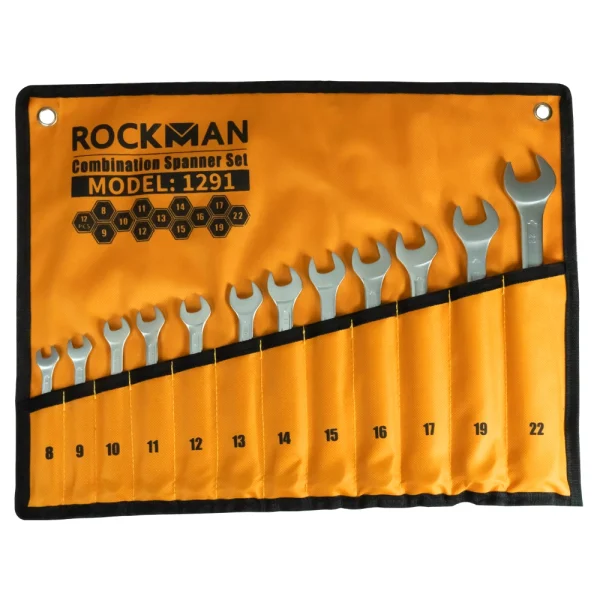 آچار یک سر تخت یک سر رینگ 12 عددی کیفی برند Rockman مدل 1291