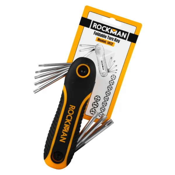 آچار آلن ستاره‌ای چاقویی پلاستیکی (صنعتی) ، 8 عددی مدل 1412 برند Rockman